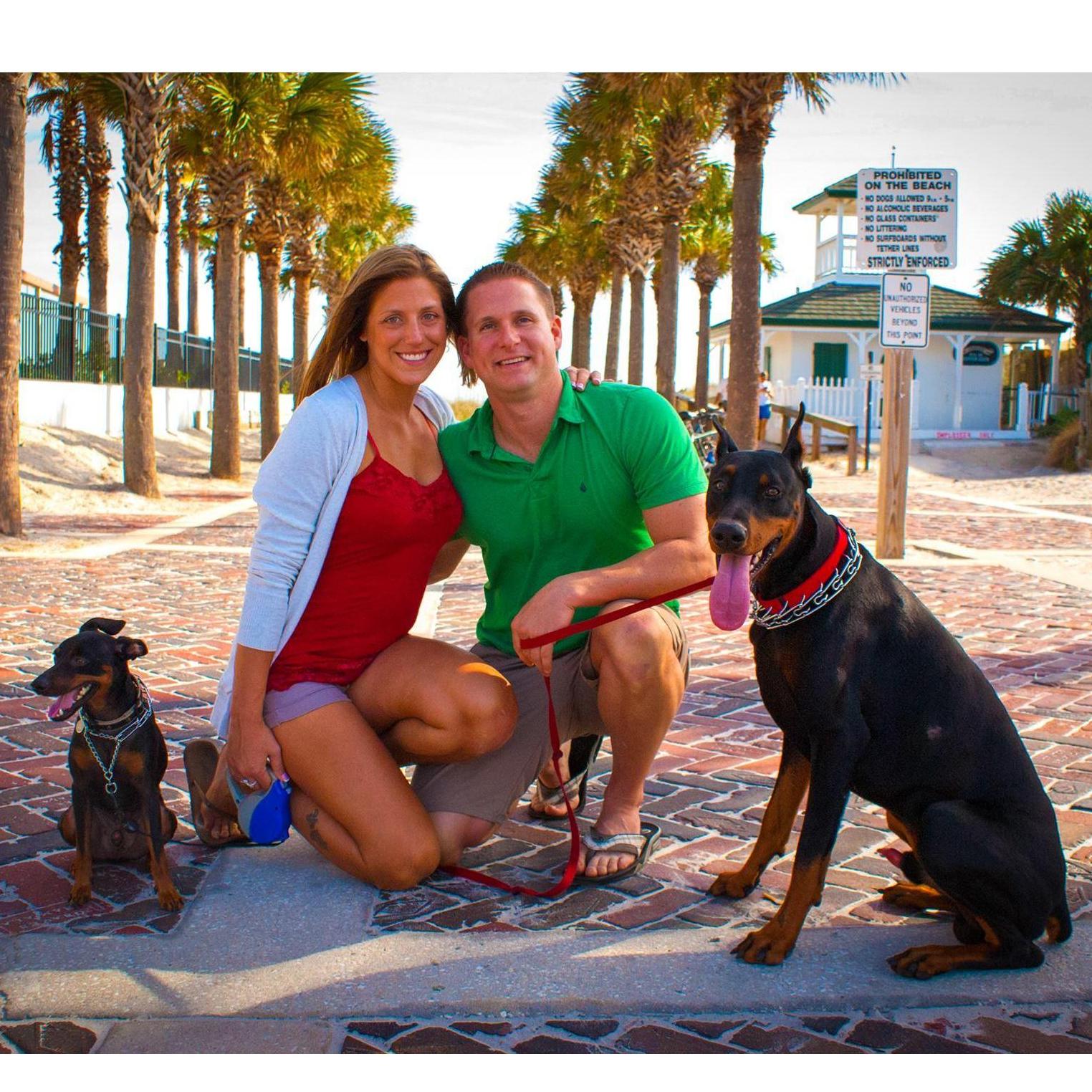 Our first family picture with the dogs! Neptune Beach, FL