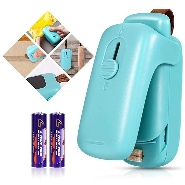 Mini Bag Sealer, Romsto Handheld Heat Vacuum Sealer, 2 in 1 Heat Sealer and Cutter with Lanyard, Portable Bag Resealer Machine for Plastic Bags Food Storage Snacks Freshness (2xAA Batteries Included)