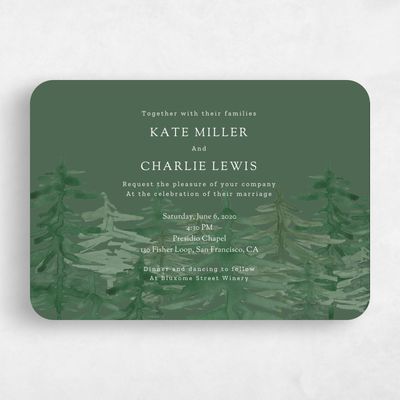 Green Rounded Wedding Invitation - Camden Horizon
