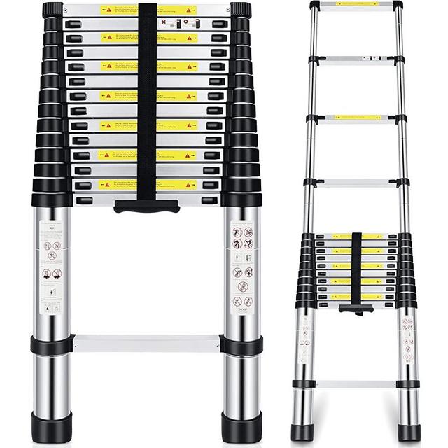 Folding Ladder Slow Down Design 16.5FT Extendable Ladders Portable for Household /Building Maintenance 330 Pound Capacity