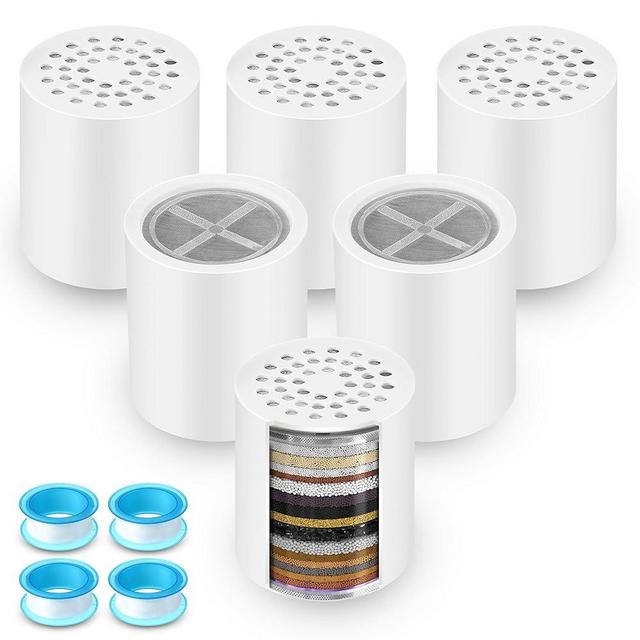 Enhon 6 Pack 20 Stage Shower Filter Replacement Cartridge, Shower Head Filter Refill for Hard Water to Remove Chlorine Fluoride Heavy Metal, High Output Bath Cartridges for Skin Hair Healthy
