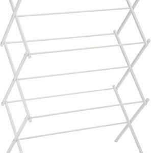 Amazon Basics Foldable Portable Clothes Drying Rack for Indoor Air Drying, Collapsible Design, 14.5" D x 29.5" W x 41.8" H, White
