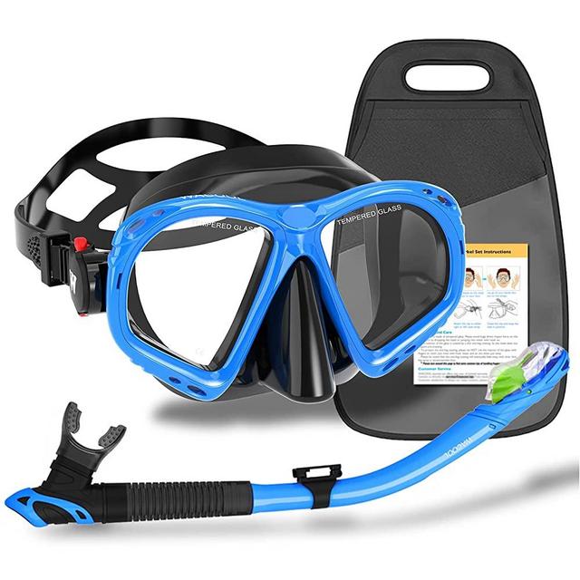 WACOOL Professional Adult Teens Snorkeling Snorkel Diving Scuba Package Set Gear Anti-Fog Coated Glass with Silicon Mouth Piece Purge Valve and Anti-Splash