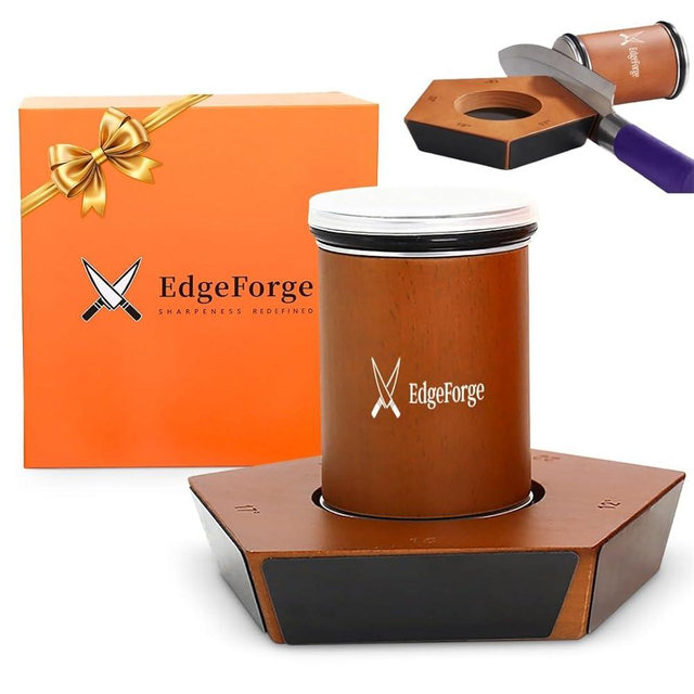 EdgeForge™ Rolling Knife Sharpener 5 angles Offers 12,15,17,19&22°, 100% Natural Beech Wood, Rolling Sharpener for Kitchen and Chef's Knives with Industry Diamond&Corundum Stones for Sharp Edges