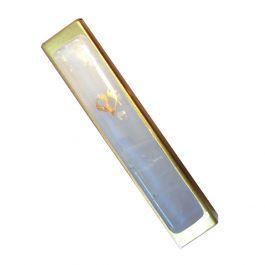 White Mosaic Fused Glass Mezuzah by Gary Rosenthal