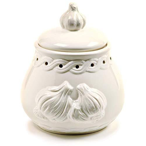 Norpro Deluxe Stoneware Garlic Keeper, Measures 7"x 5" x 5.5" White Color (1-Pack)