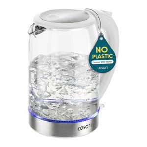 Cosori Electric Kettle, No Plastic Contact With Water, Wide Mouth For Easy Cleaning, Auto Shut Off, 1.7L Tea Kettle & Hot Water Boiler, Water Heater & Teapot, Borosilicate Glass, White, 1500W
