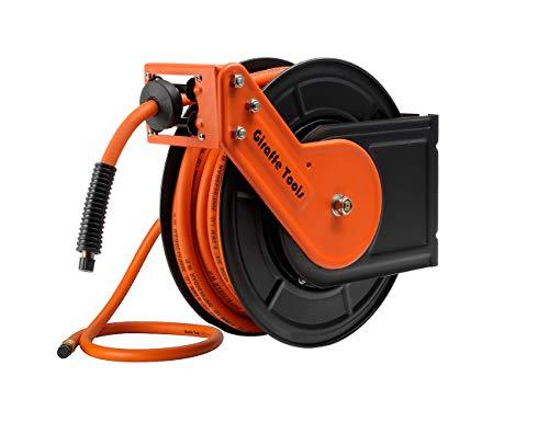 Giraffe Retractable Air-Hose-Reel with 3/8 in. x 50 Ft Hybrid Air Hose,Auto Rewind Pneumatic Hose Reel,300PSI Heavy Duty Steel-Reel