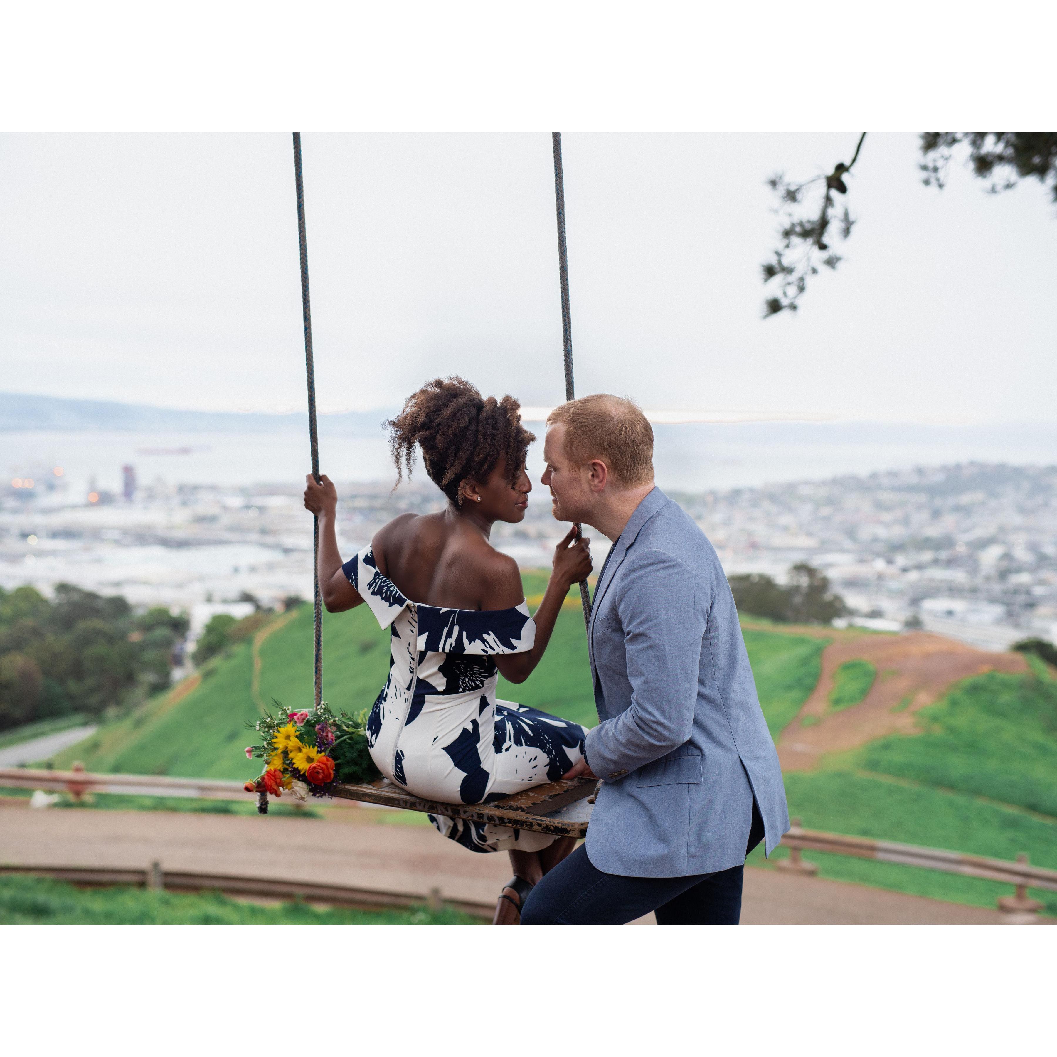 The Kiss on the Swing at the Top of Bernal Hill - San Francisco, CA - April 2019