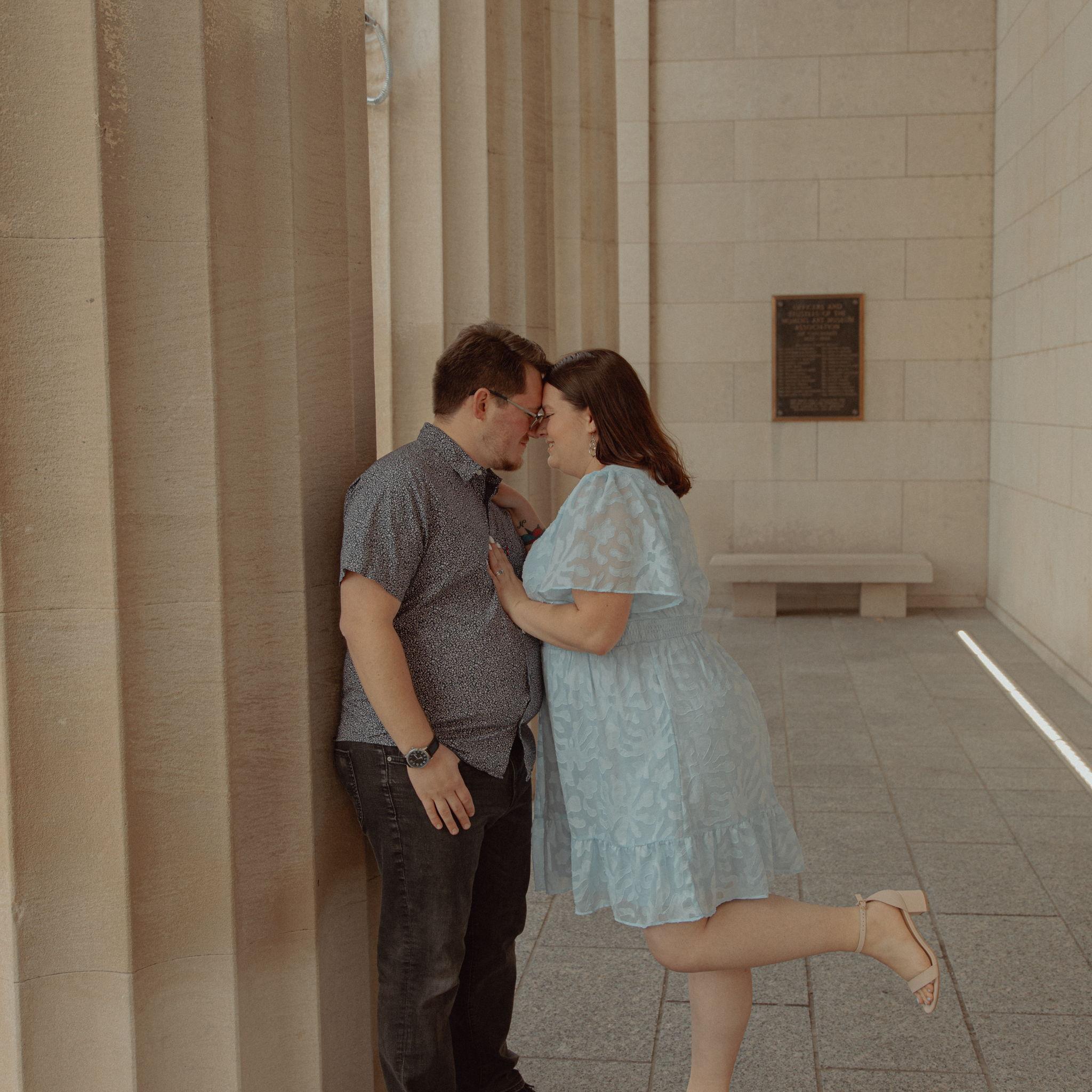 Man of Honor Danny, Maid of Honor Sara, and Danny's girlfriend Mint surprised Jill at the museum day-of. The museum guards helped them sneak around unnoticed so they could take pictures.