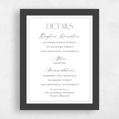 Dark Charcoal, White Wedding Enclosure - Seren
