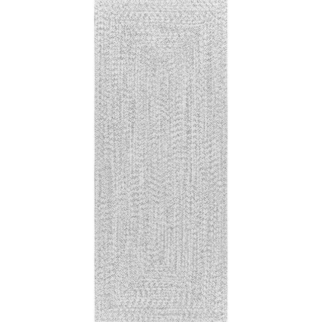 2'6"x10' Runner Wynn Braided Indoor/Outdoor Area Rug Ivory - nuLOOM