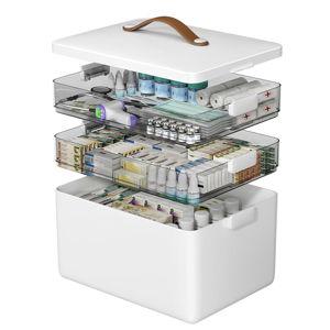 3-Tier Medicine Organizer - Medicine Cabinet with Leather Handle