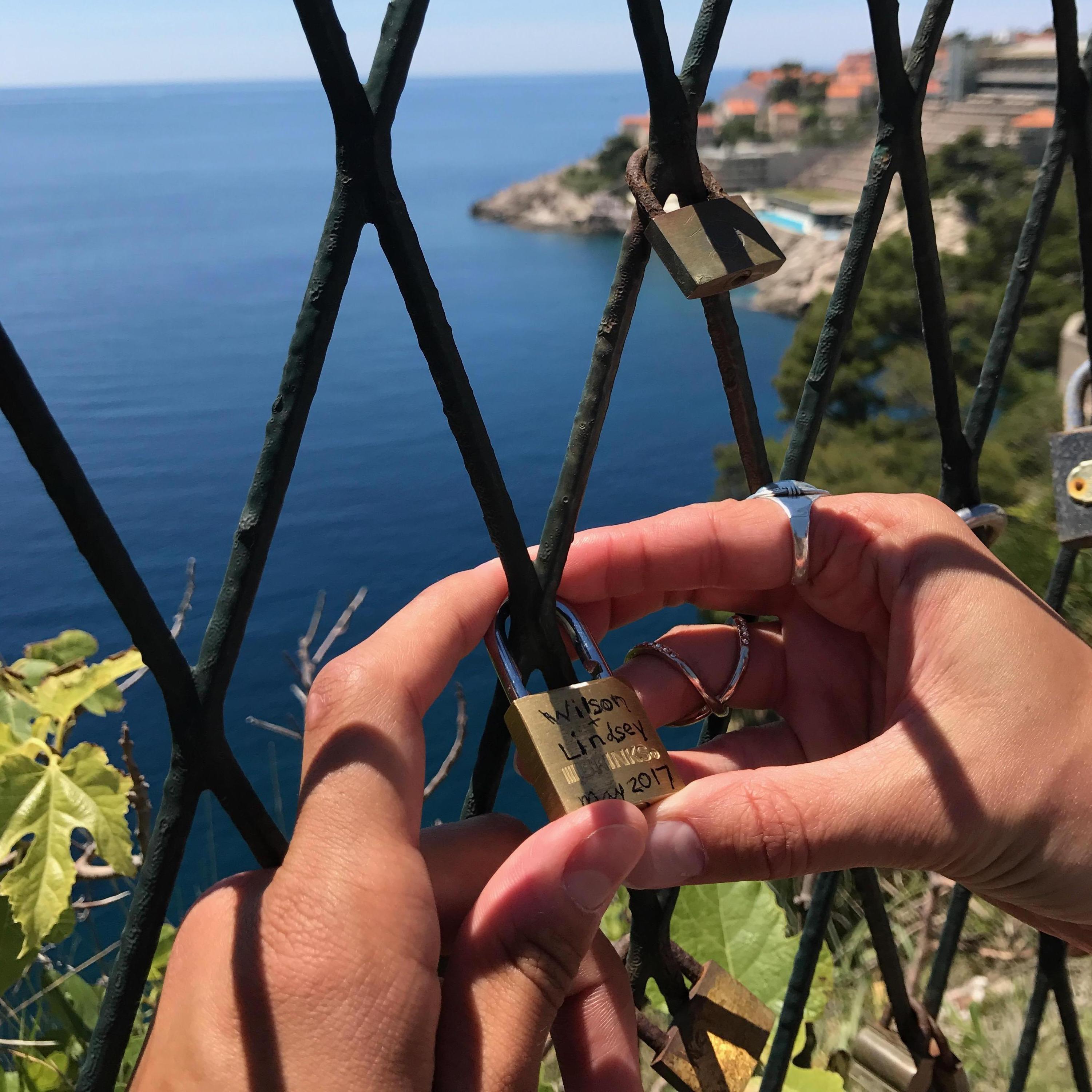 Lock bridge in Dubrovnik, Croatia. We had just got in a huge fight, but we decided to place a lock, and instantly made up.