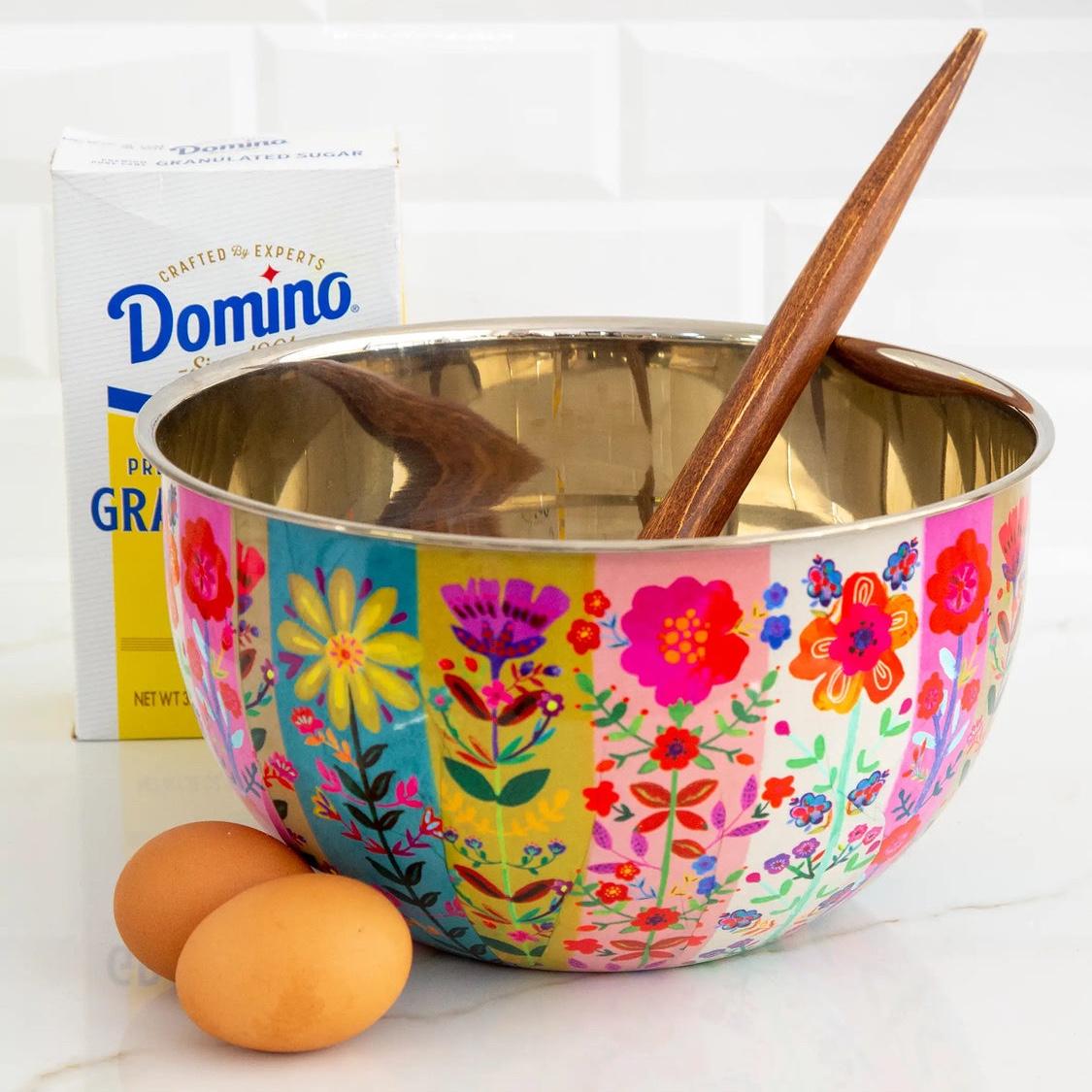 Stainless Steel Bowl - Large Watercolor Floral