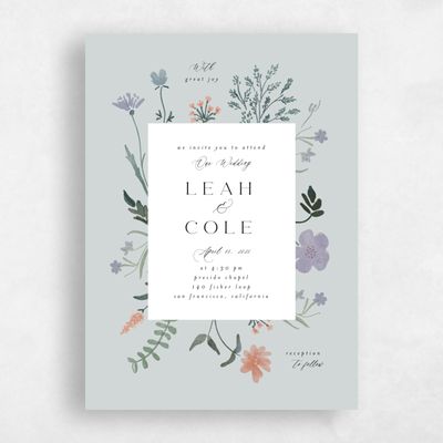 Grey Wedding Invitation - Valentina Portrait