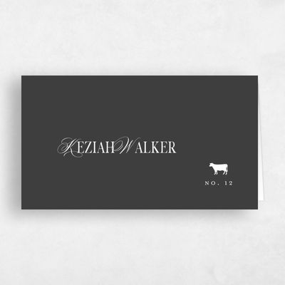 Dark Charcoal, Black Wedding Place Card - Jalen Beef