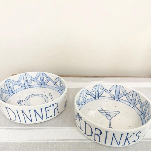 Dinner or Drinks Chinoiserie Dog Bowl