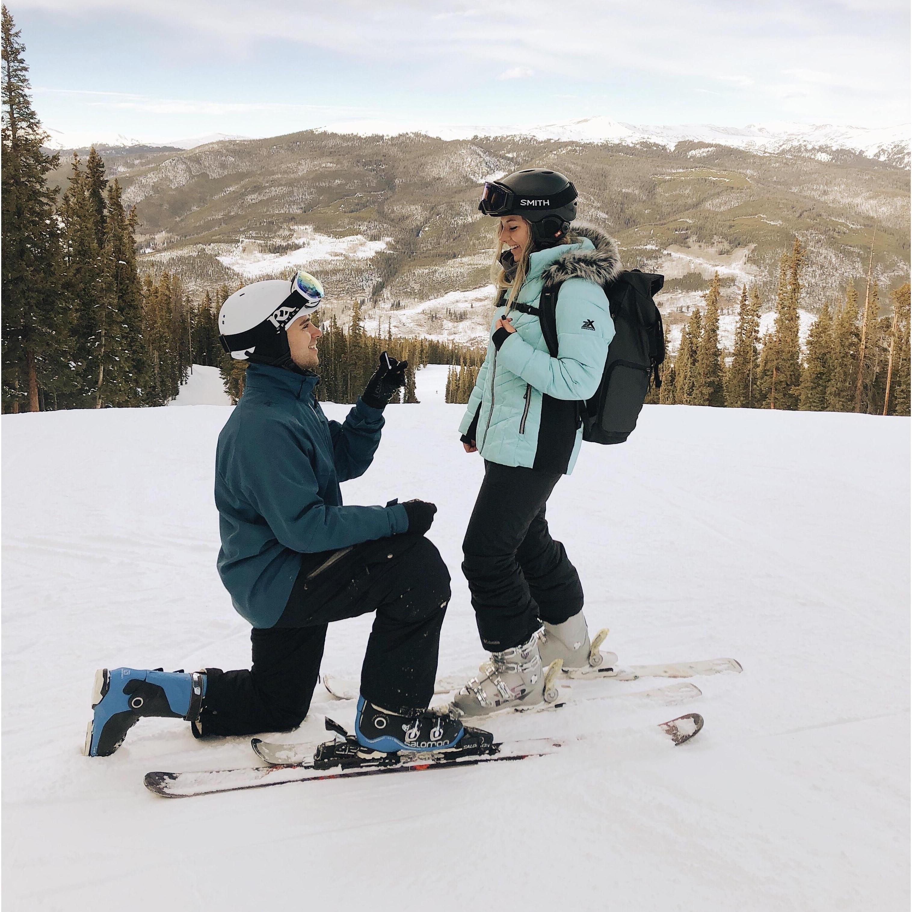Ski slope proposal! Our brothers & Sav were hiding in the snow to capture this whole thing.