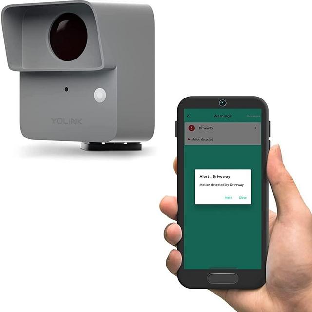 YoLink Smart Outdoor Motion Detector, Trespassing Alarm, Driveway Alert, 1/4 Mile Range LoRa-Powered Wireless Motion Sensor, App for Remote Monitoring & Alerts, Alexa, IFTTT. Hub Required!