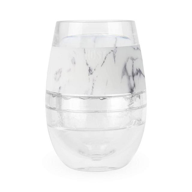 Host 1043 Freeze Stemless Red & White Wine Tumbler Cups, Insulated Plastic Glass, Set of 1, 9 oz, Marble