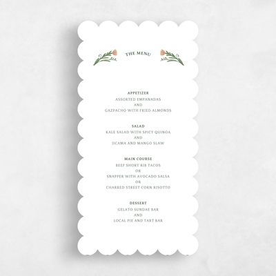 Pink Scalloped Wedding Menu - Pemberton