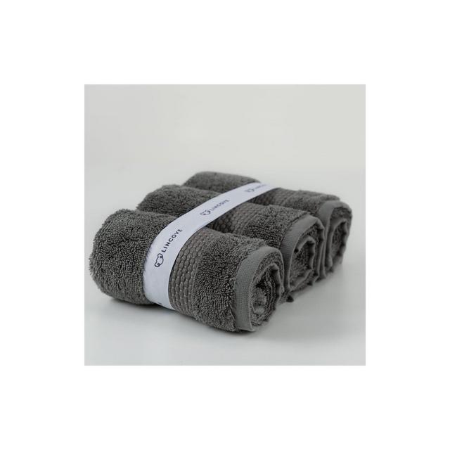 Lincove 100% Cotton Luxury Face Towels for Bathroom - Highly Absorbent & Eco Friendly - 12"x19.5"- Set of 3 - Slate