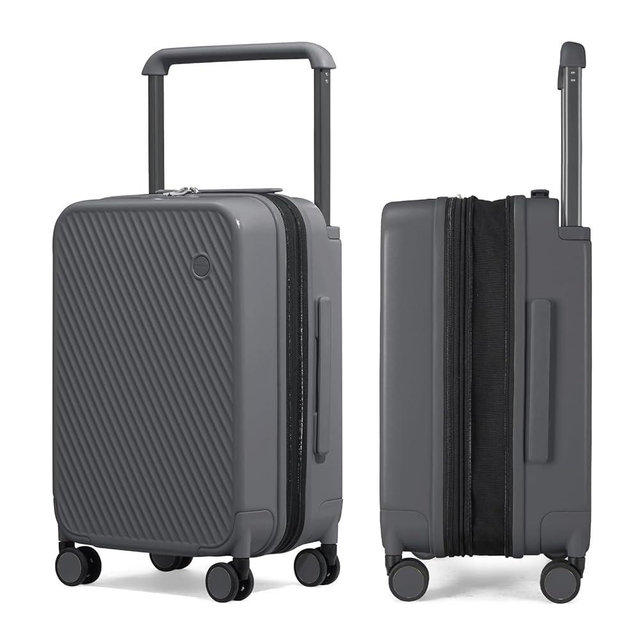 mixi Large Capacity Expandable Carry On Luggage Airline Approved 20'' Lightweight Luggage Wide Handle PC Hardshell Suitcases with Spinner Wheels & TSA Lock, Rock Gray