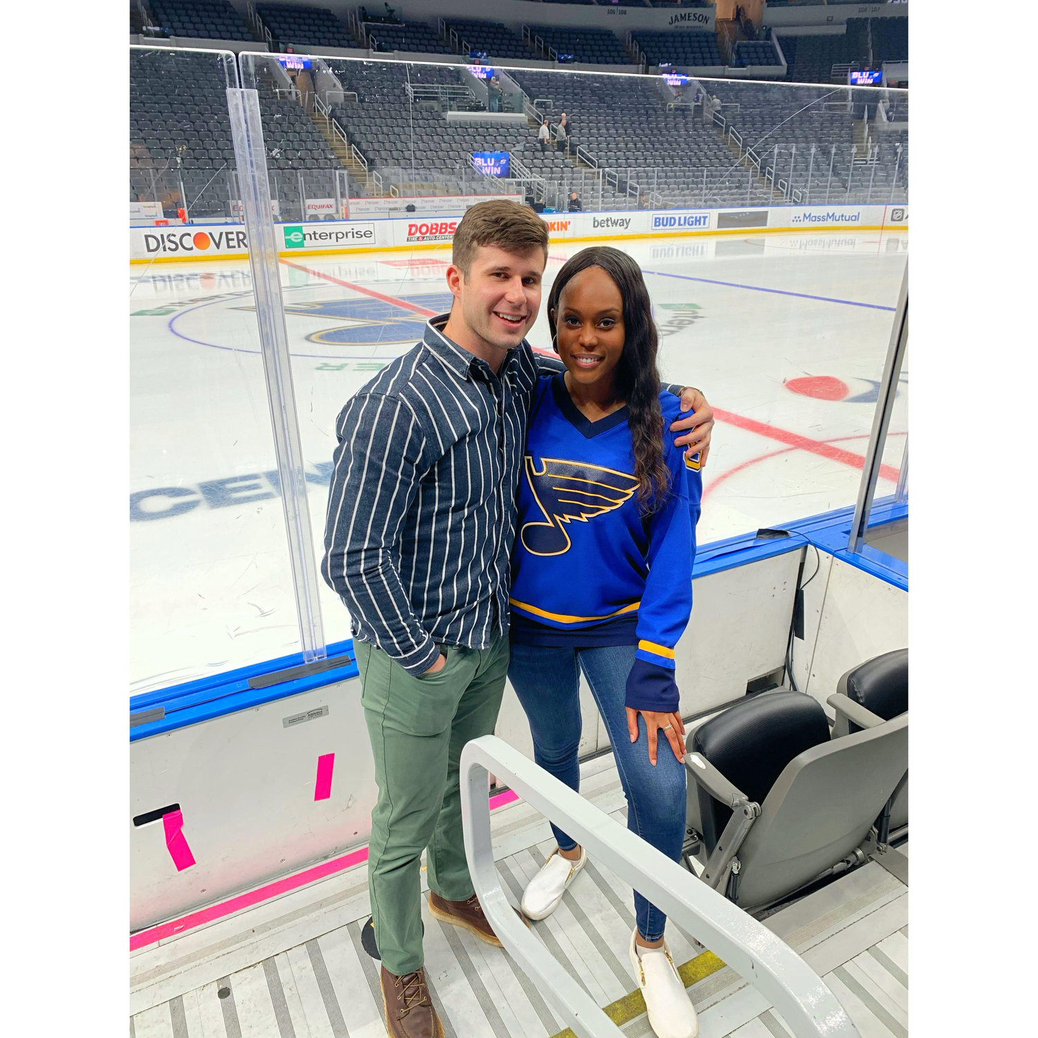 Attending our first St. Louis Blues game with Ashlea's sister Alex and her husband Ethan