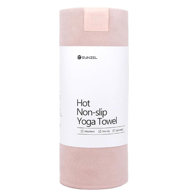 Eunzel Hot Yoga Towel, Super Absorbent Yoga Mat Towel Soft Suede Microfiber Non-Slip Towel for Bikram Pilates and Yoga Mats 72" x 26.5", Pink