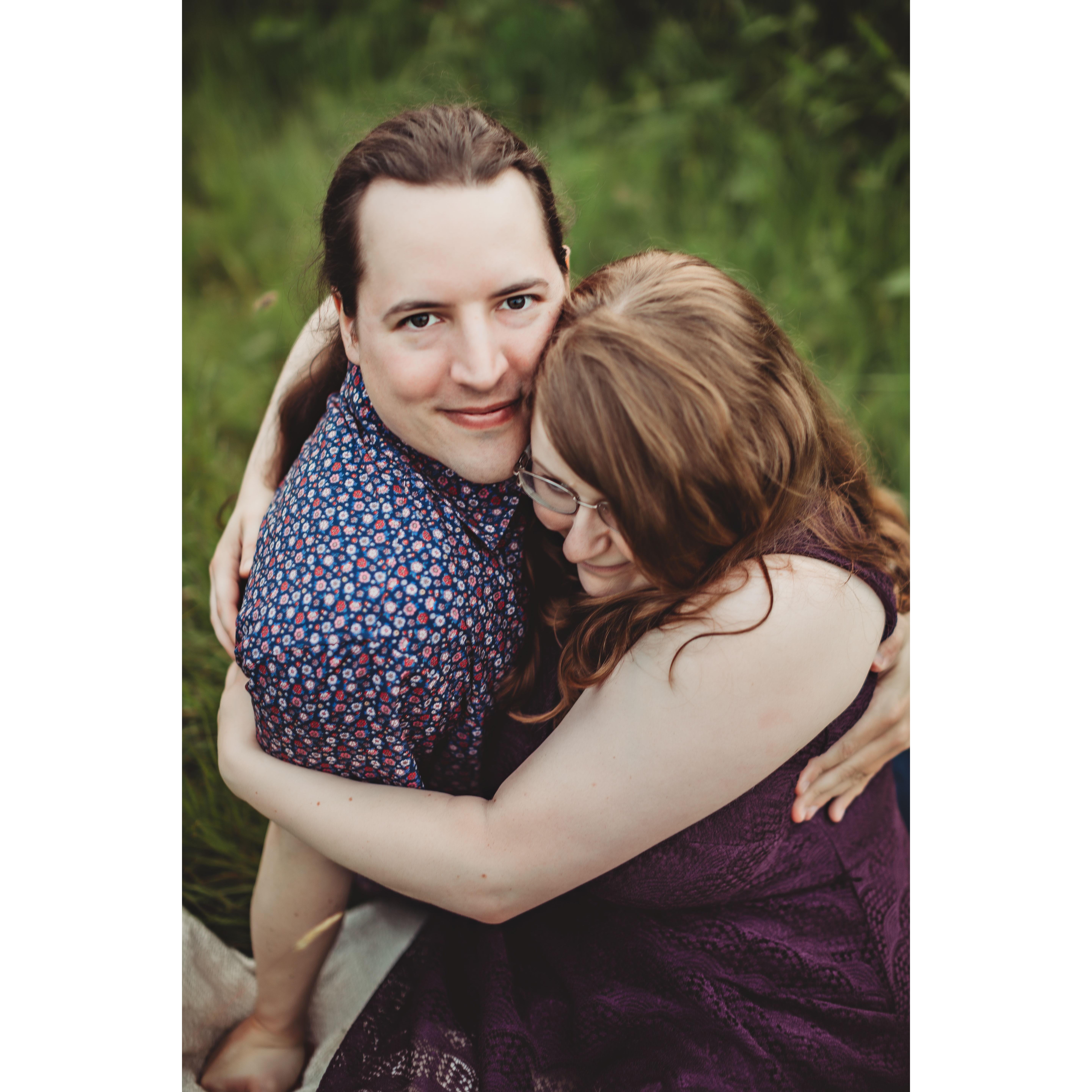 The only engagement photo that wasn't posed. After we were "done" I (Cynthia) just wanted to hug him normally!