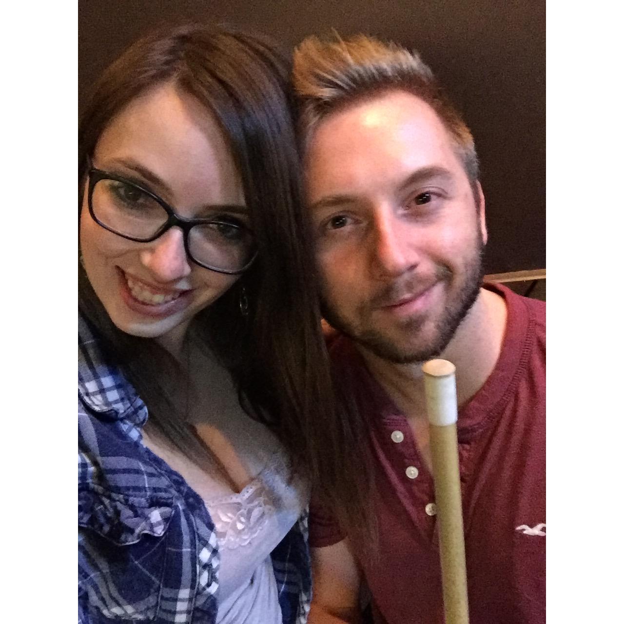 One of many nights playing pool and drinking whiskey with my Love