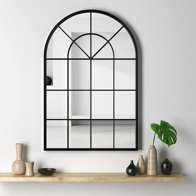 NXHOME Arched Window Metal Mirror, Wall Mirror Windowpane Decoration for Living Room Bedroom Entryway Bathroom Vanity Corridor