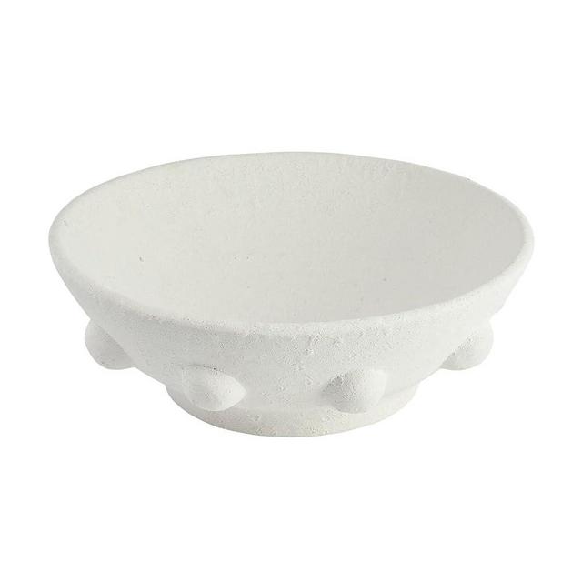 Creative Co-Op Terracotta Raised Dot Design, White Decorative Bowl