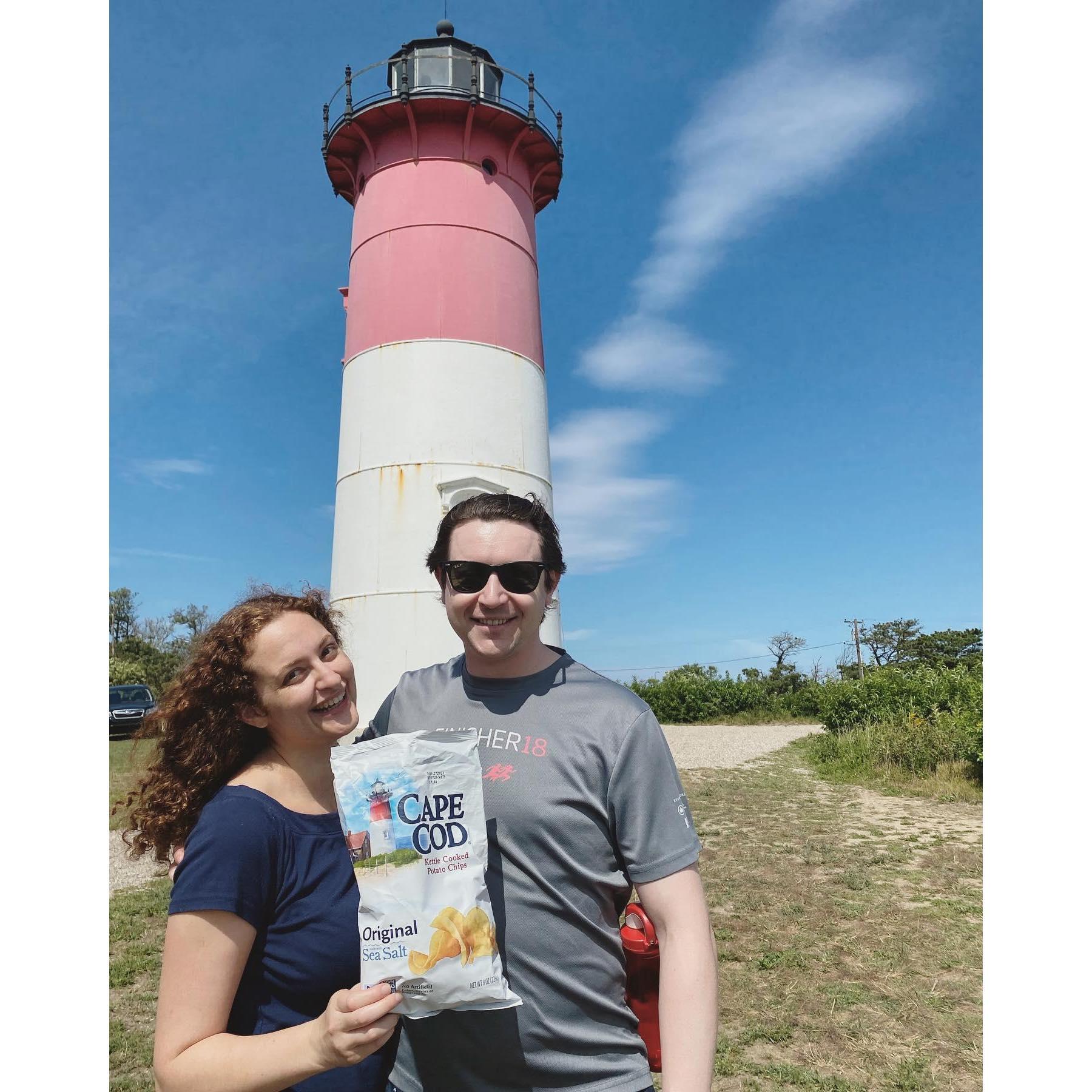 At the Cape Cod lighthouse on the Cape Cod chips bag! (2021)