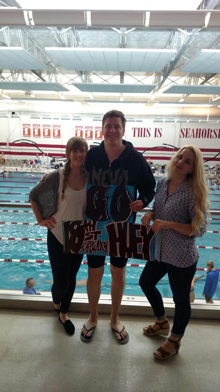 Cheering on our little swimmer!