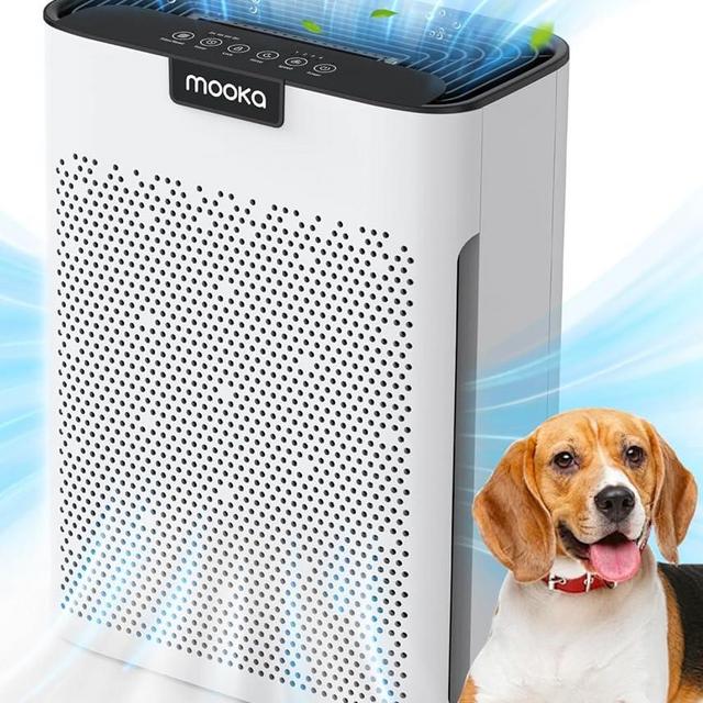Air Purifiers for Home Large Room 2000 Ft² with Washable Filters, Fragrance Sponge, MOOKA H13 HEPA Filter Pet Air Purifier for Bedroom, Air Cleaner for Smoke Dust Pollen Pets Hair Odor, KJ190L White