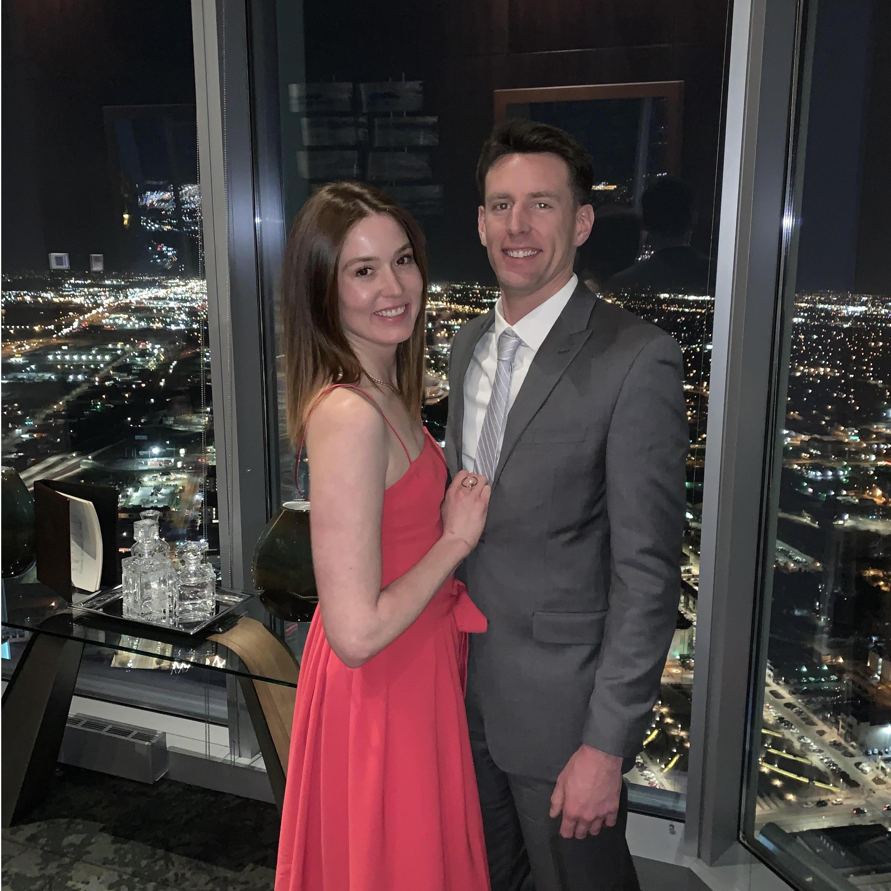 Matthew helps Tiffany celebrate her birthday at the top of Devon Tower, Oklahoma City in February 2020.