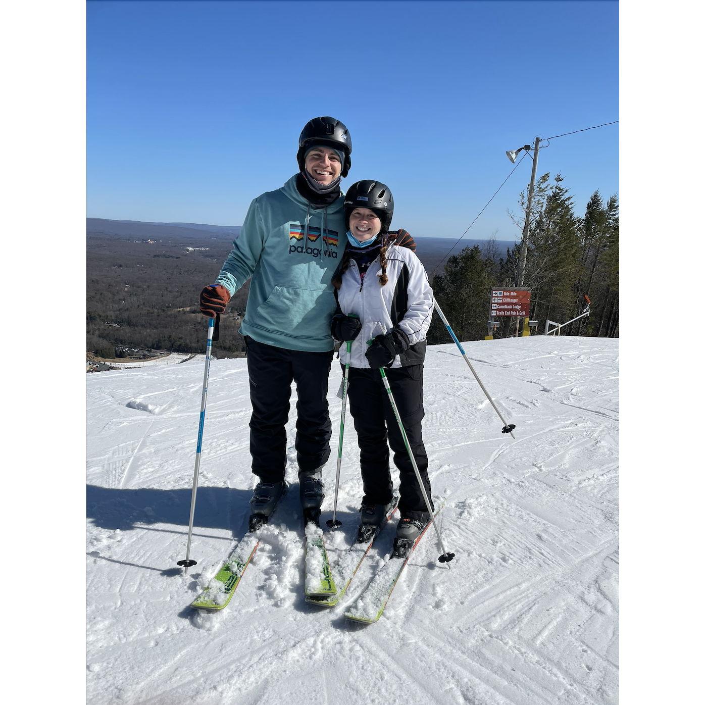 Right before Adam took a left to the beginner trail and Sam went right to the black diamond.