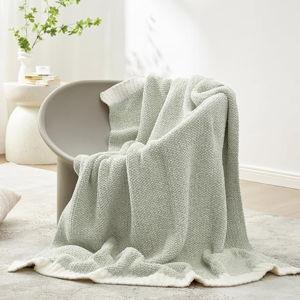 Snuggle Sac Sage Green Throw Blanket 50"x70", Super Soft Warm Microfiber Blankets Cozy Knit Fuzzy Lightweight Oversized Throws for Couch, Sofa, Bed, Camping, Picnic (Sage Green, 50x70 inches