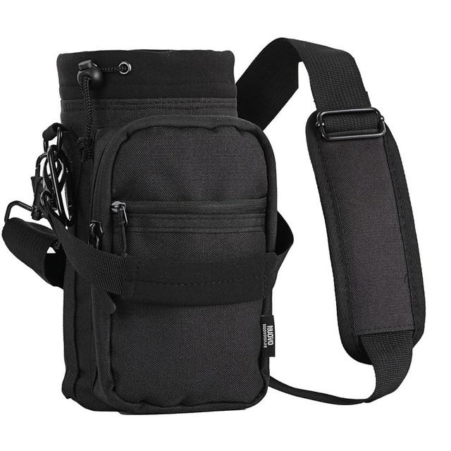Nuovoware Water Bottle Carrier, 40oz Bottle Carrier Sports Insulated Water Bottle Holder with Adjustable Shoulder Strap, 2 Pockets Flask Sling Bag Drawstring Pouch for Climbing Hiking Walking