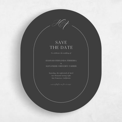 Dark Charcoal, Black Wedding Save the Date - Brixen Portrait