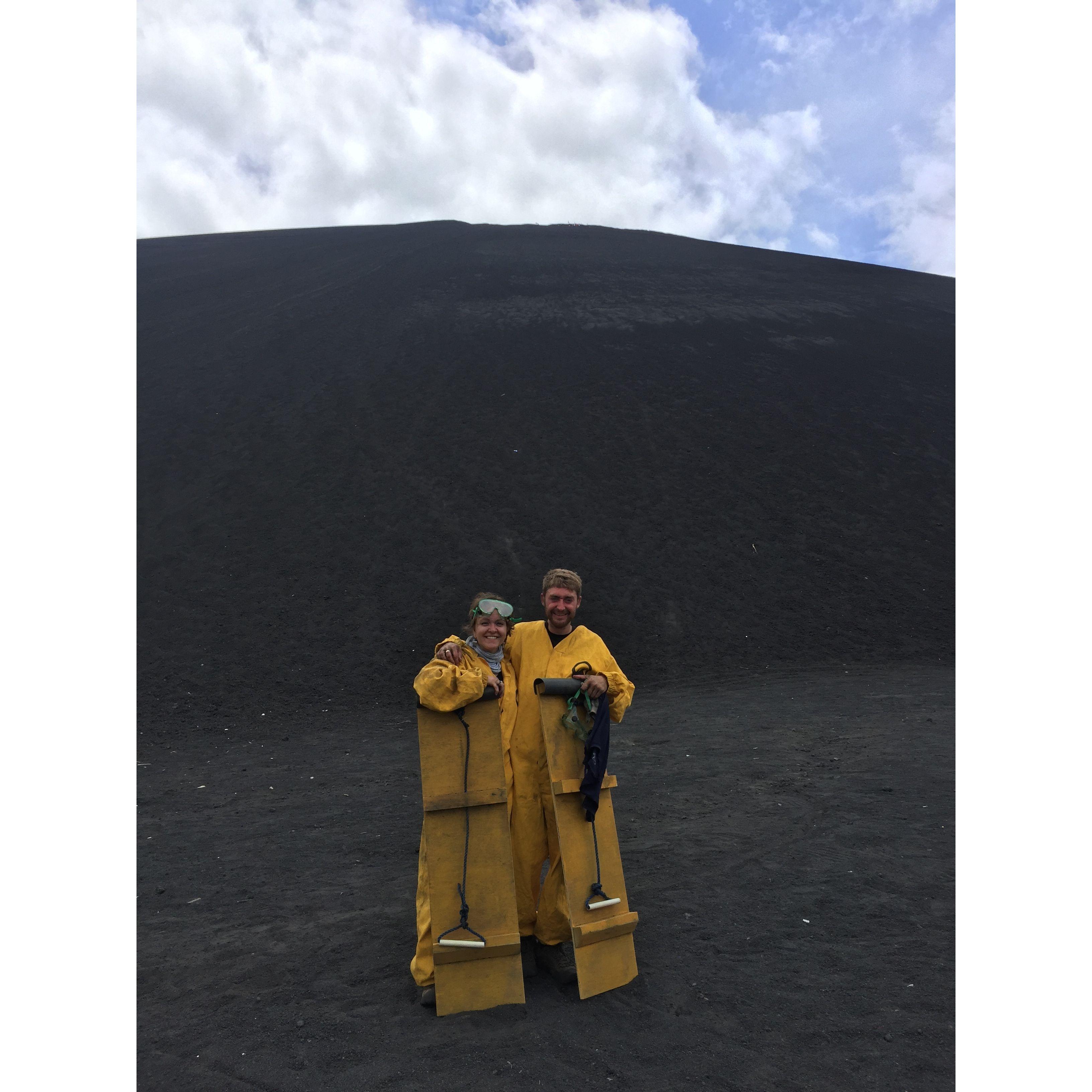 Volcano boarding in Nicaragua