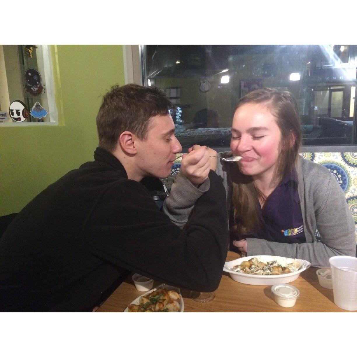 Living our best Madison life by eating Paul's Pelmenis.