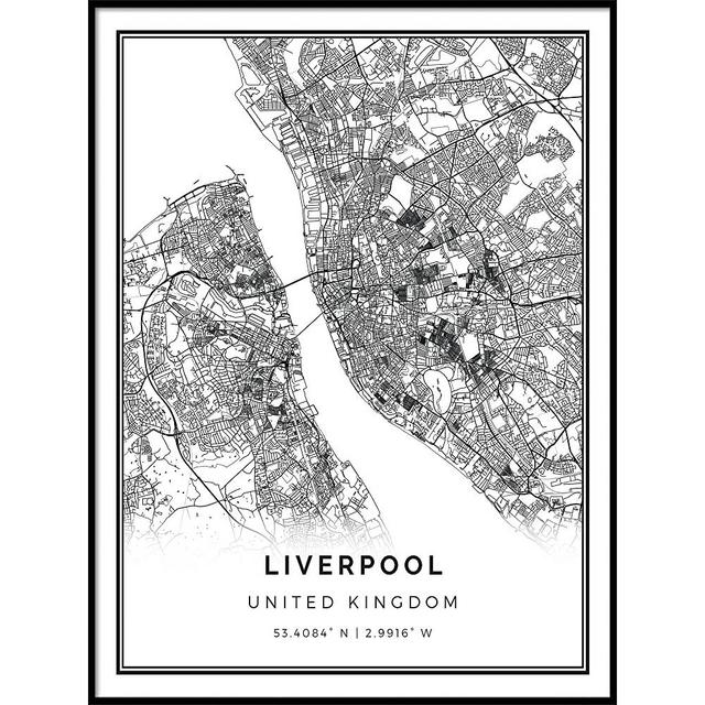 Squareious Liverpool map Poster Print | Modern Black and White Wall Art | Scandinavian Home Decor | United Kingdom City Prints Artwork | Fine Art Posters 11x14