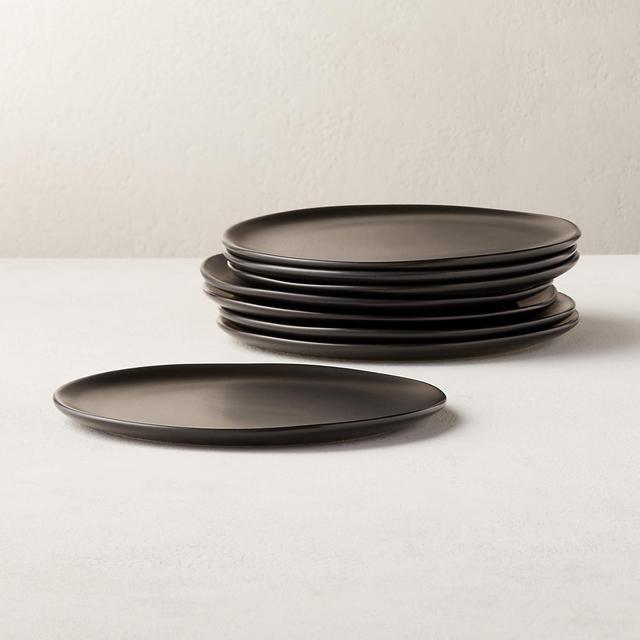 Crisp Matte Black Salad Plate Set of 8