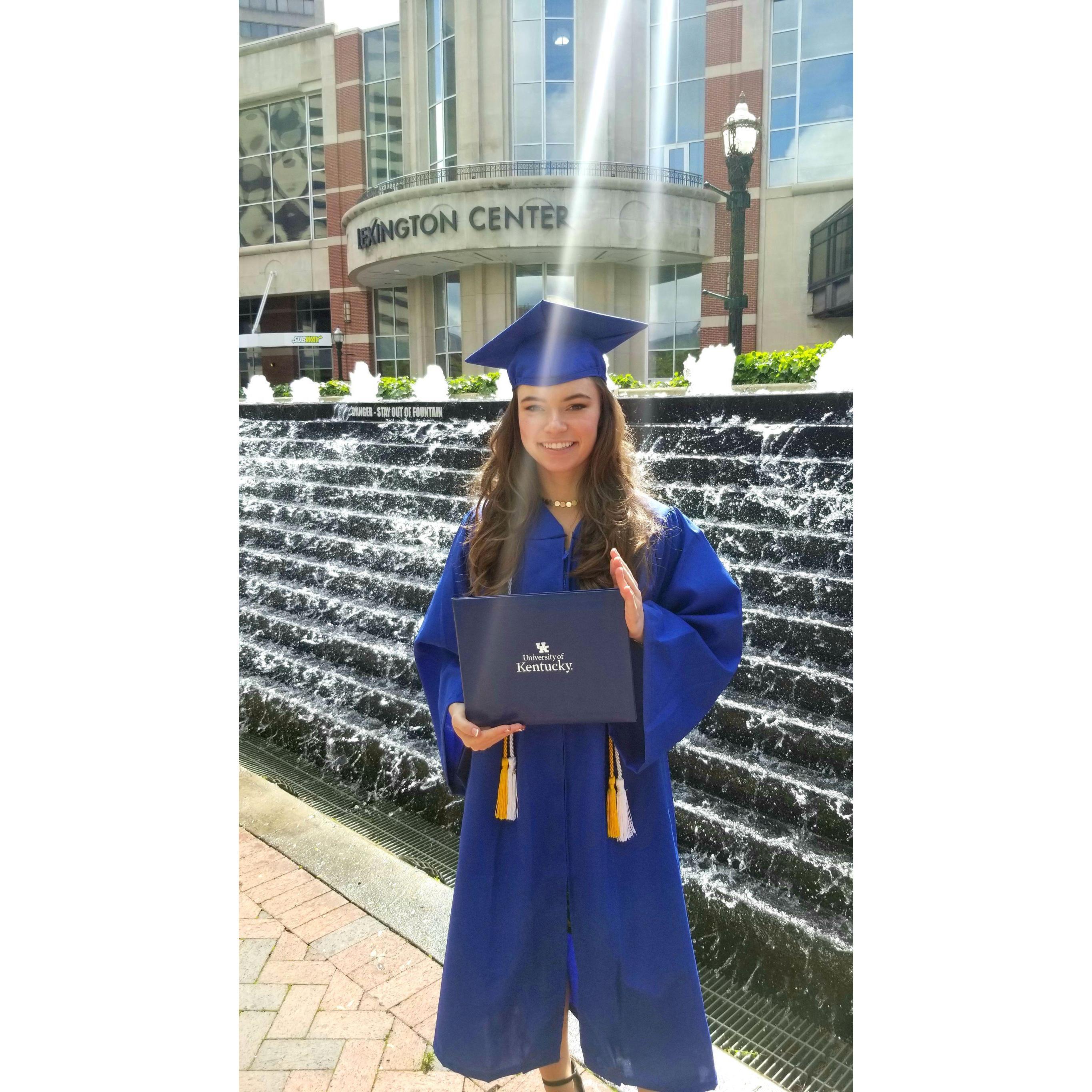 May 5 2019: Sarah graduated from The University of Kentucky, majoring in Chemical engineering with a minor in business and engineering management. -Lexington, KY
