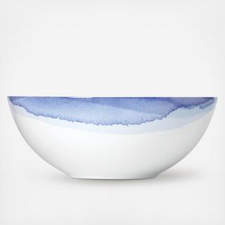 Indigo Watercolor Stripe Serving Bowl