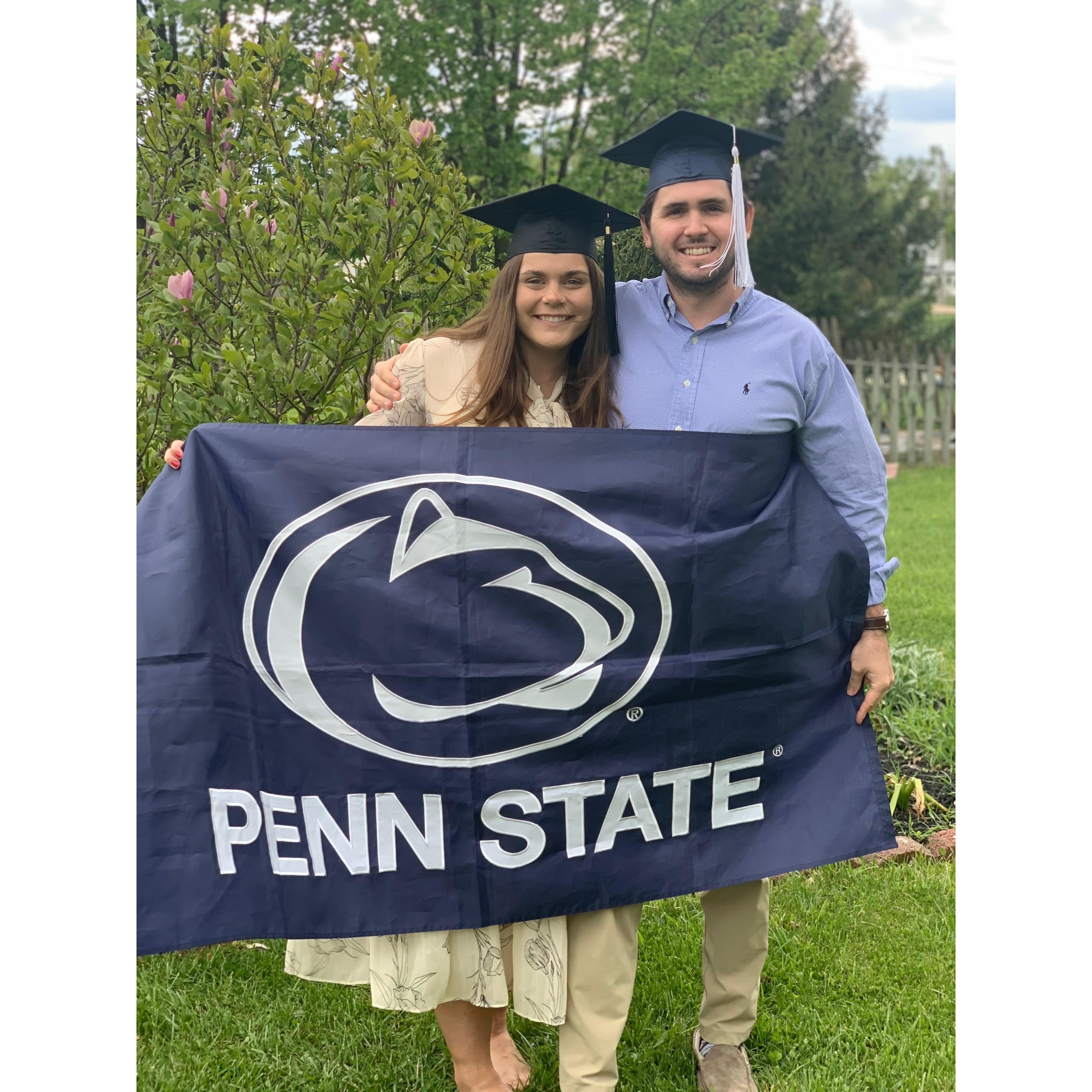 2020 Penn State Graduation, COVID quarantine edition. We celebrated with Caroline's family in person (we were staying with them during the pandemic) and Cordes' family via zoom.