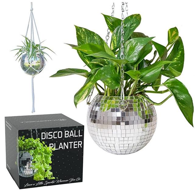 Hanging Disco Ball Planter Mini Disco Ball Plant Pot Unique Planter Mirror  Ball Succulent Hanging Planter Modern Retro Disco Decor 